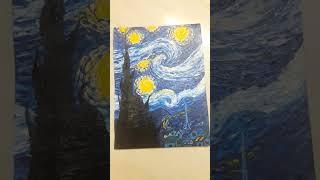 Starry night painting on card board #starrynight #vangogh #painting