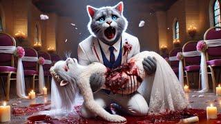 Epic Fire at Cat Couple's Wedding!  #CuteCats #AIImages #CuteCats #AI #CatLovers #AIImages