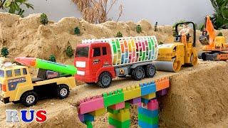 Мост блоки игрушки строительство полицейская машина экскаватор трактор самосвал дорожный каток
