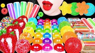 ASMR RAINBOW DESSERTS 직접만든 무지개 왁스스틱 EDIBLE WAX STICK POP IT PUSH POP CANDY TANGHULU JELLY MUKBANG 먹방