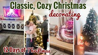 Day 2  Family Room Christmas Decorating | 12 Days Of Thriftmas | Cozy, Classic Christmas Decor