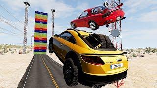 Cars Vs Mega High Container  Jump Test #9 - Speed Sports Car Crash - BeamNG Drive