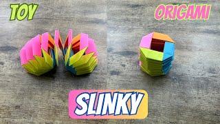 ORIGAMI SLINKY PAPER TOY CRAFT | HOW TO MAKE SLINKY RAINBOW TOY ORIGAMI WORLD EASY CRAFT TUTORIAL