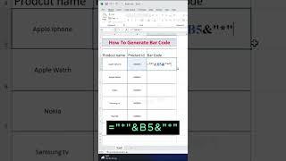 HOW TO GET BAR CODE IN EXCEL #shorts #exceltips #excel