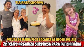 Zé Felipe organiza surpresa de aniversário para funcionária/Maria flor encanta redes sociais