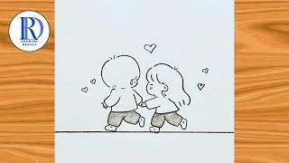 Boy and girl couple drawing | Cute couple drawing ideas | Love art drawing