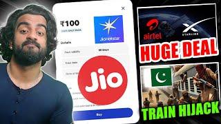 Jio 100 rs Plan Free Jio Hotstar, Airtel Deal With Starlink, CyberAttack on X, Pakistan Train Hijack