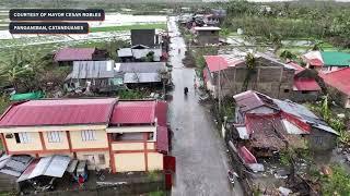 Widespread damage to houses and structures in Panganiban, Catanduanes