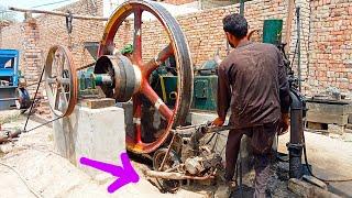 Big Heavy 45hp Desi Old Black Engine Starting || Big Heavy Diesel Oil Engine || Diesel Oil Engine