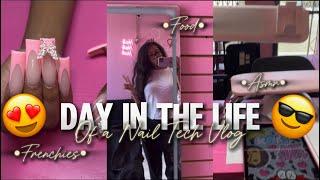 DAY IN THE LIFE OF A NAIL TECH VLOG| ASMR• FOOD• GIRL TALK + MORE ..