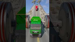 Dumper trucks vs giant bollards log trap part45 #automobile #shortvideo #beamngdrive #truck #dumper