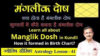 मांगलिक दोष कब कैसे बनता है || All about Manglik dosh in Astrology ||  jyotish lesson - 41 in Hindi