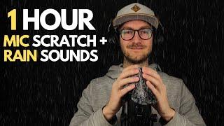 1 Hour Fluffy Mic Scratching ASMR + Rain Sounds | Sleep ASMR No Talking