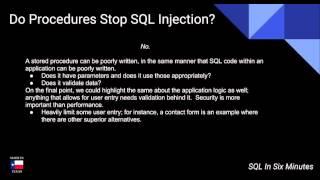 Do Stored Procedures Stop SQL Injection?