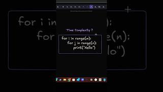 Time complexity for nested loops -1 #dsa #cleancode #shorts #TimeComplexity #BigO #Algorithm