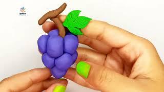 How to make grape with clay |How to make realistic miniature fruits using polymer clay #grapes