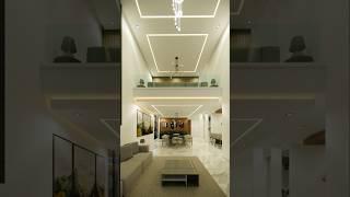 DISEÑO DE SALA CON DOBLE ALTURA  CASA MODERNA