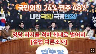 2(1-343)국민의힘 24%·민주 48%… 양당 지지율 격차 최대로 벌어져 [갤럽 여론조사] ＂국민의힘 생존 전략은?″