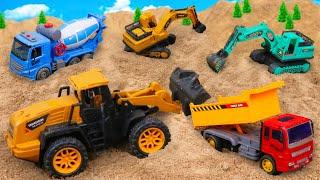 Rescue construction vehicles and build bridge with crane truck excavator | Toy story | ENJO Car Toys