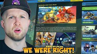 WE WERE RIGHT! - Trove Community Letter