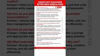 Assistant Manager Interview Questions and Answers