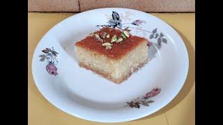 Traditional Greek "Ravani" (Semolina cake with syrup)