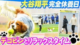 【真美子夫人と共に】大谷翔平がデコピンとキャンプ地に登場！リラックスタイムを満喫