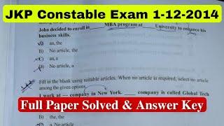 JK Police Constable 2024 Paper Solved 1/12/2024 Complete Solved