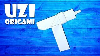 Uzi Origami Spielzeug Pistole basteln aus Papier - uzi submachine toy gun DIY craft [4K]