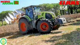 Claas 850 Axion plowing whit Moro Aratri