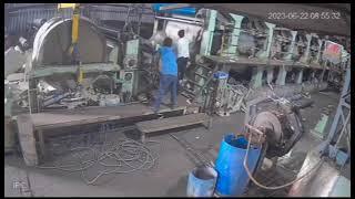  18+ CCTV Footage of Man Caught on a Paper Rolling Machine Incident