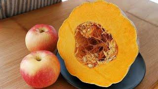 Add 2 apples to pumpkin  don't burn or fry it  it tastes better than meat when it comes out of the