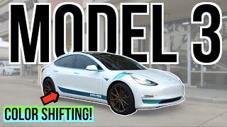 Tesla Model 3 Gets Color Shifting Chrome Delete! | EVS Vlog