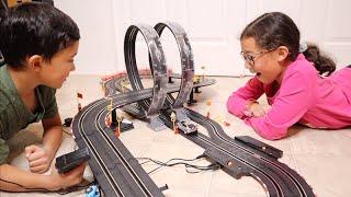 Slot Car Race Track Set Review | 19ft Electric Track with LED Lights and 4 Slot Cars