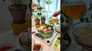 차돌버섯전골만들기 식탁에 갬성을 더한 닥터하우스 1구인덕션과 함께~  #차돌버섯전골 #버섯전골 #전골요리