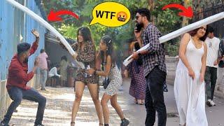 Foam Stick Att@ck Prank on Cute Girls 