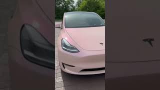 Custom Pink Tesla Wrap