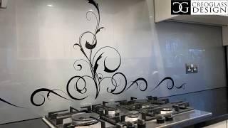 Metallic Plain Colour & Hand m.Stencil by Creoglass Design Modern Kitchen Splashbacks  01923 947 454