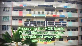 Preserving the Tampines HDB iconic ' TV No Signal ' Logo before it got painted away with new facade.