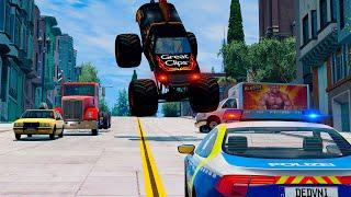 BIG Monster Truck VS Policemen - Insane Racing - BeamNG.drive