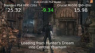 Standard PS4 HDD vs Crucial MX500 SSD - Bloodborne Loading Times Comparison