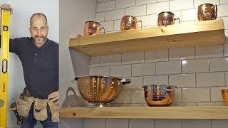 DIY How To Install Floating Shelves On A Subway Tile Backsplash