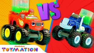 Blaze vs. Crusher Toys in a SLIME Race! | Nickelodeon Versus #4 | Toymation Games