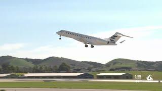 Bombardier jet takes off from SLO County Airport to set a speed record