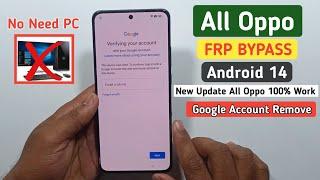 All Oppo Android 14 Frp Bypass | Unlock Google Account Lock | Without PC New update