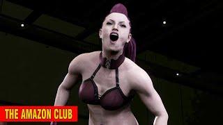 Female wrestling jobber Virgina Adam, 5ft 1in, from the USA, makes her entrance at the Amazon Club