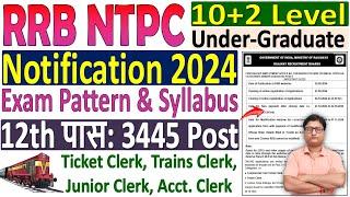 RRB NTPC 12th Level Vacancy 2024  Railway NTPC 12th Level Notification 2024  NTPC UG Vacancy 2024