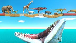 Unstable Bridge Challenge: Who Runs Faster KingShark | Animal Revolt Battle Simulator