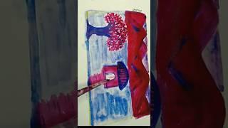 Easy acrylic scenery painting #shortsfeed #youtubesearch #karunacretionscom.