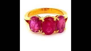 Tajikistan Ruby 4.67ct Solid 22K Yellow Gold Multistone Ring